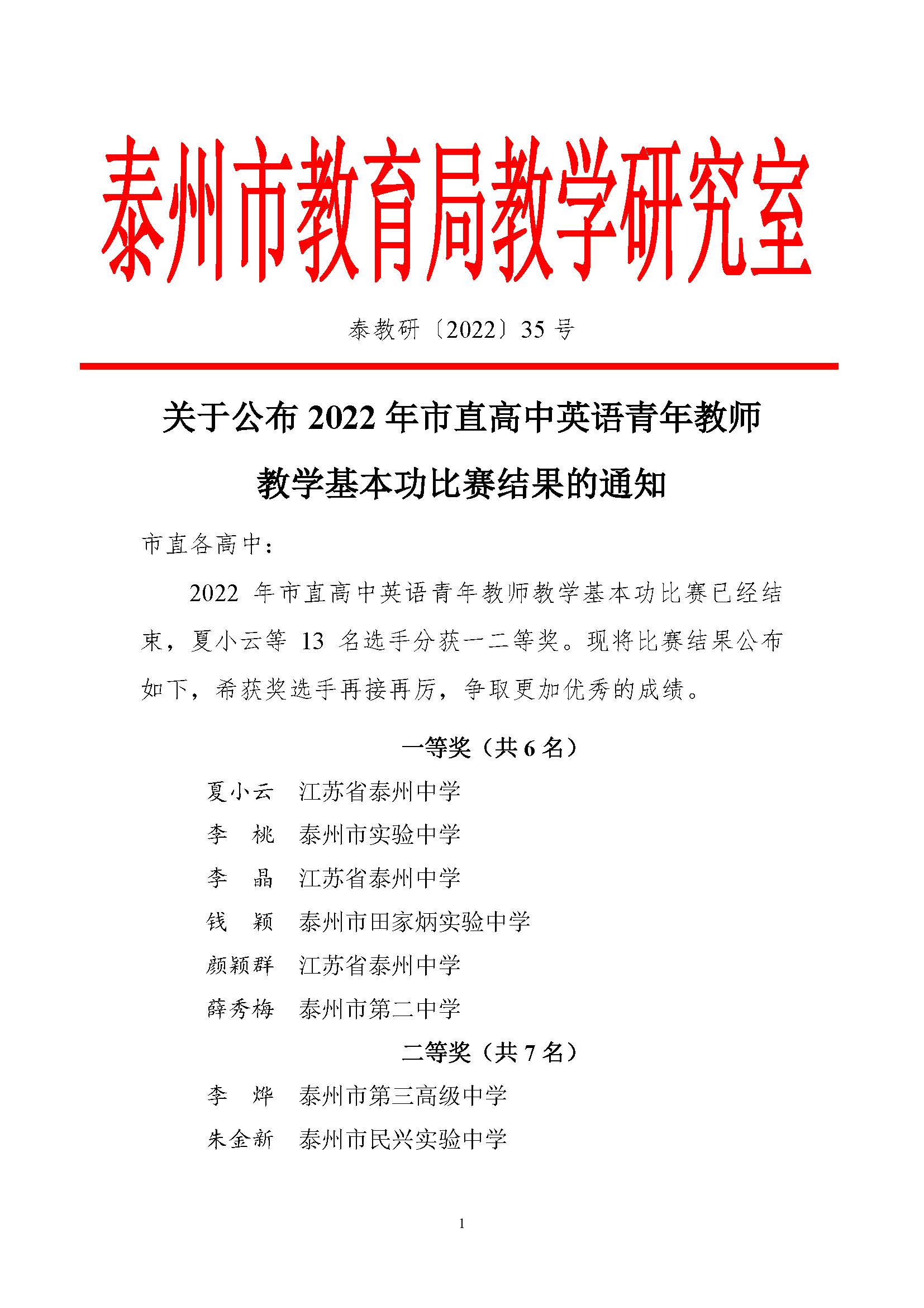 關(guān)于公布2022年市直高中英語青年教師教學(xué)基本功大賽比賽結(jié)果的通知_頁面_1.jpg